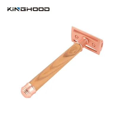 Bamboo Handle Wooden Safety Razor with Twin Edge Metal Blade