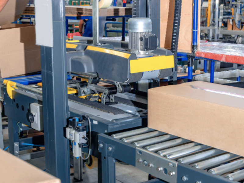 Compact automatic box taping machine for ware