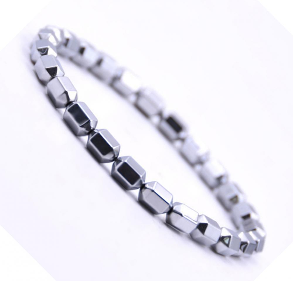 Bracelet de perles hexagonales en argent hématite 5x8MM