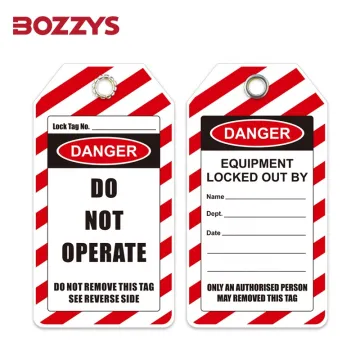 BOZZYS 2-Sided Red PVC Safety Lockout Tagout Tag - Danger Header & Blank Tag for LOTO System