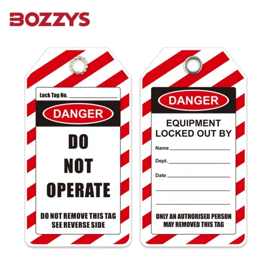 BOZZYS 2-Sided Red PVC Safety Lockout Tagout Tag - Danger Header & Blank Tag for LOTO System