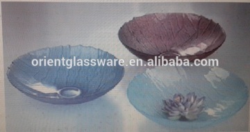 Round colorful glass plate ,cheap glass plate,bulk glass plates