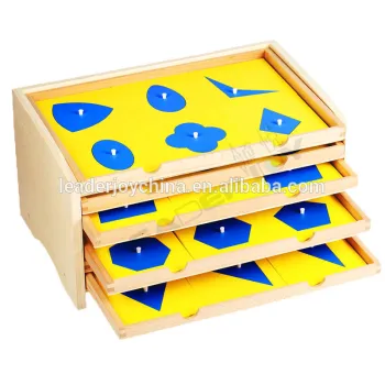 Montessori materials in China wooden educational toys for geometric cabinet with 35 insets