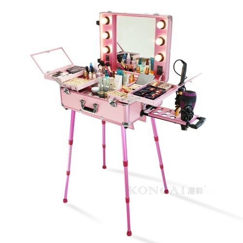 Stand Makeup Station with Lighted Mirror