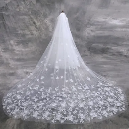 2017 Cathedral Lace Edge Wedding Bridal Veil with Comb (Dream-100097)