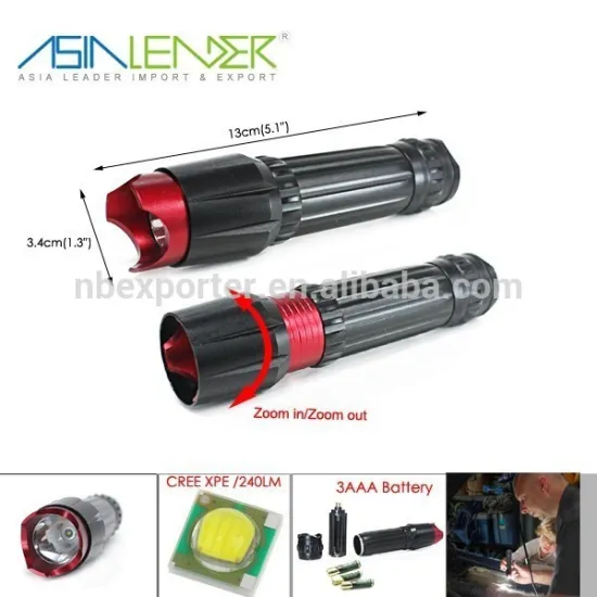 Water Resistant Lamp Cree XPE LED 3 Mode Handheld Tactical Torch for Outdoor Sports and Indoor Activities