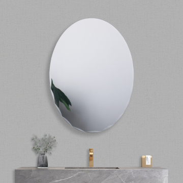 Affordable Oval, Irregular, and Rectangular Beveled Wavy Edge Silver Bathroom Mirrors