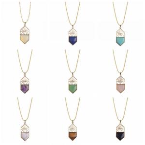 Natural crystal pendant fashion women's pentagonal shield Necklace key chain Earring Jewelry