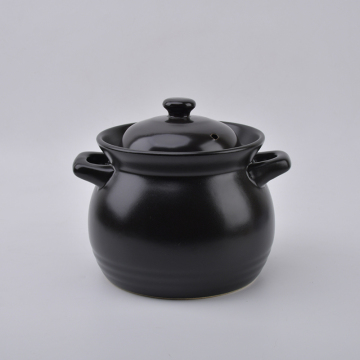 Ceramic Soup Pot Casserole 4.5L Black with Lid - High Temperature Kitchenware
