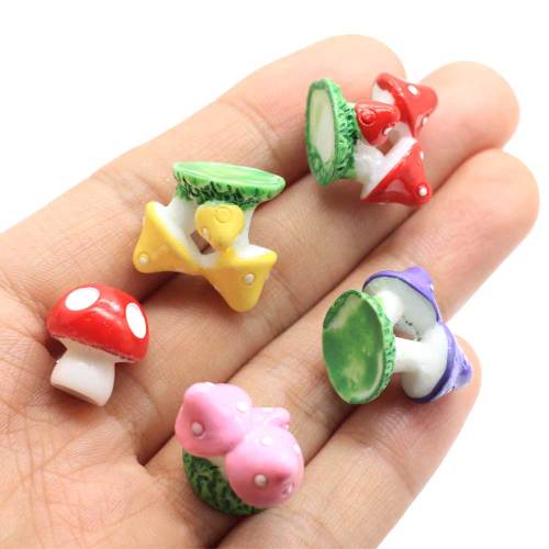 Multi Design 3D Colorful Mushroom Resin Cabochon Charms Beautiful Home Landscape Ornament Fairy Garden Accessories