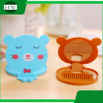 Custom OEM Cartoon lovely Plastic Small Mirror Make Up Mirrior Pocket Mirror Promotion Gifts with free sample