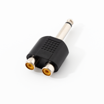 Nickel Male Plug Jack Stereo Coupler Adapter 6.5mm Mono to 2 RCA Connector