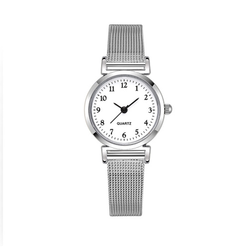 Stock Slim Silver Steel Quartz Watches for women