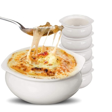 Ceramic Soup Bowls with Handles - Glazed Stoneware French Onion Soup Crocks