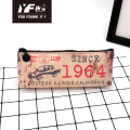 Pencil Bag Case Custom fashion US route66 retro PU pencil case Factory