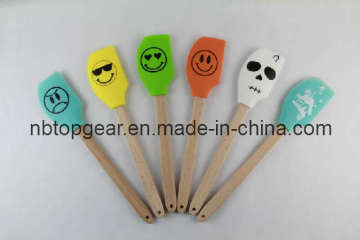 Printed Silicone Spatula with Wood Handle (TG9767A)