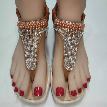 moda retro colorido grânulos sandálias estilo clássico superior