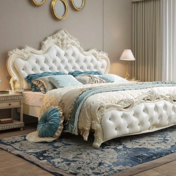European Luxury Princess Box Bed - Large Queen Size Solid Pine Wood with Storage