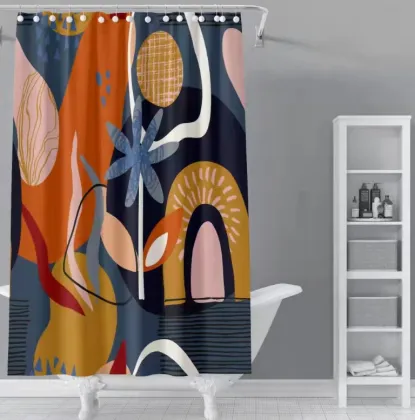 Wholesale Waterproof Polyester Bathroom Printed Shower Curtains