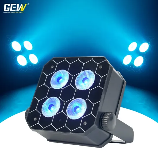 GEVV 4*18w RGBWA+UV 6-in-1 Wireless Battery Powered Flat LED Uplight for Disco, Wedding, DJ, Stage