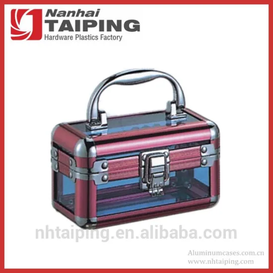 Small Pink&Blue Acrylic Transparent Aluminum Beauty Case Vanity Box