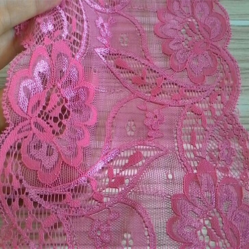 Nilon Spandex cocok dengan benang perak Lace Trim untuk Lingeries