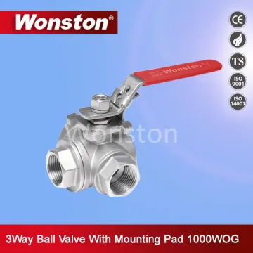 3 Way Ball Valve with Mounting Pad 1000psi