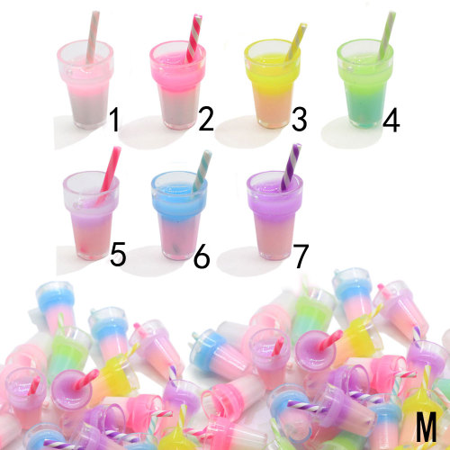 Supply 3D 100 Pcs Colorful Drink Bottle Resin Cabochon Milk Tea Cup Keychain Art Decor Diy Decoration Accessories