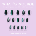 Long amander Emerald Color Cat Eye Faux Nail