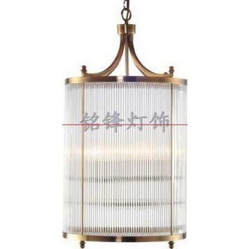 10624 4 luci lampadario in vetro ottone solido bastone di antiquariato