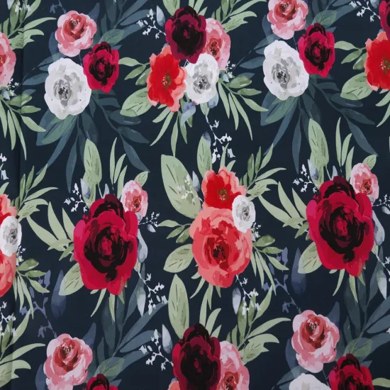 Popular Red Rose Print 100% Cotton Fabric for Women's Garments