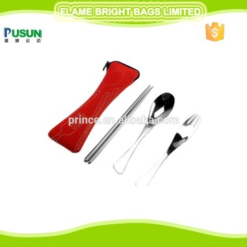 Portable Travel Fork Spoon Chopsticks In Zipper Bag