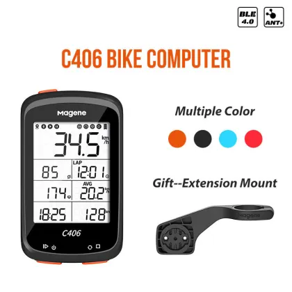 Magene GPS Bike Computer C406: Comprehensive Cycling Tracking System with Waterproof Design, Bluetooth & ANT+ Compatibility for Road and MTB