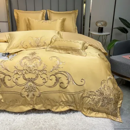 Custom Super Complex Embroidery duvetcover bed sheet sets