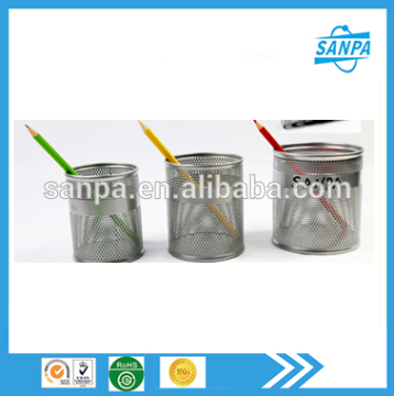 Hangzhou Supplier High Quality Silver Round Metal Mesh Pen Holder