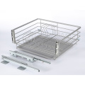 Kitchen stainless steel pull-out storage basket