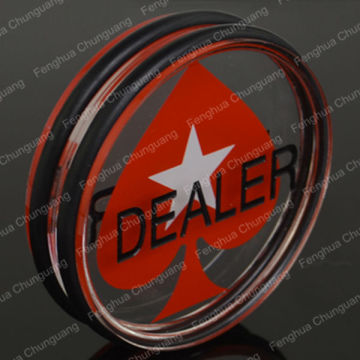 custom promotion casino Double-deck transparent Acrylic Dealer Button (red heart)