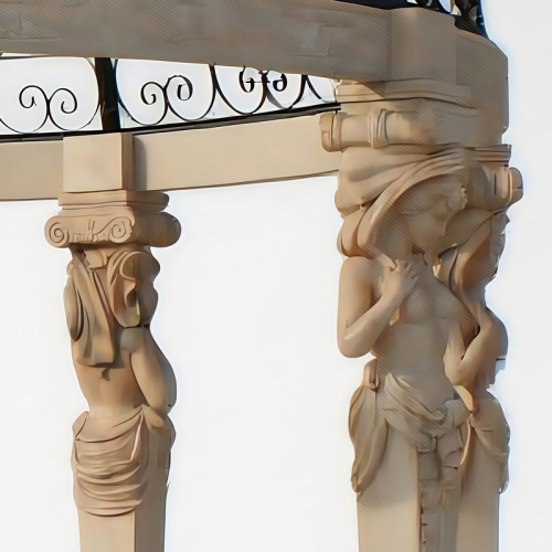 Luxury Marble Gazebo adorned with Caryatid Columns