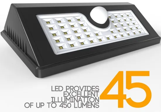 45Leds Solar Sensor motion Powered Wall mounted solar led light