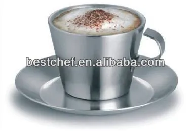 18-10 stainless steel Cappuccino cups with saucer