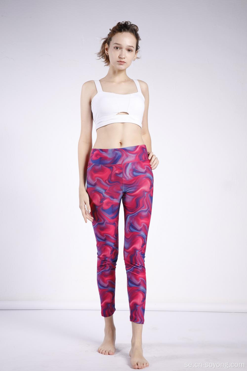 Ladies Swirl Printed High Waist High Elastic leggings