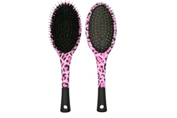 Durable Pink leopard Paddle Brush with Mixed Bristles