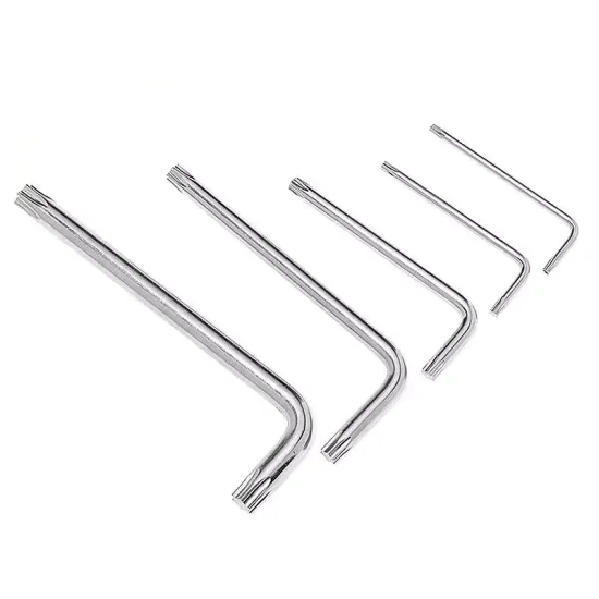 JN Hand Tool L-Shaped Torx Key Set: Nickel Plated T-Sized Security Wrenches (T10, T15, T20, T25, T27, T30, T40, T45, T50)