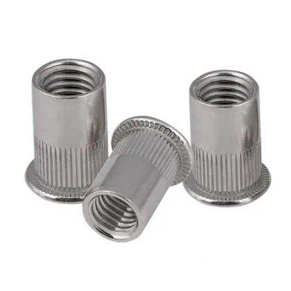 Stainless Steel Rivnut SS304 SS316: Flat Head, Knurled Body, Threaded Flange, Removable Rivet Nuts - Blind & Through Bolts
