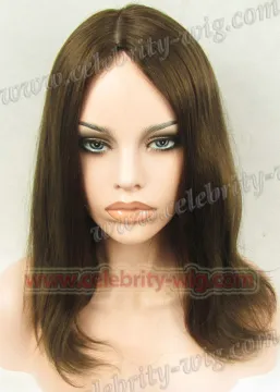 Brown Straight 100% Mongolian Hair Jewish Wig
