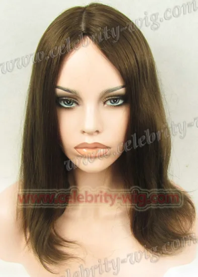 Brown Straight 100% Mongolian Hair Jewish Wig