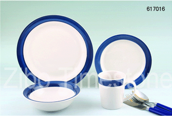 16PCS Stoneware Color Banded Dinner Set (617021)