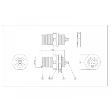 M5 2-4P Side Plug Wire Wire, Kunci Kembali