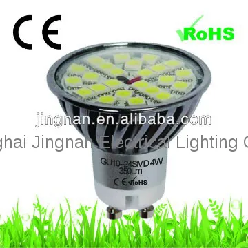 Gu10 24smd led spotlight 4w 360lm gu10 2500k led