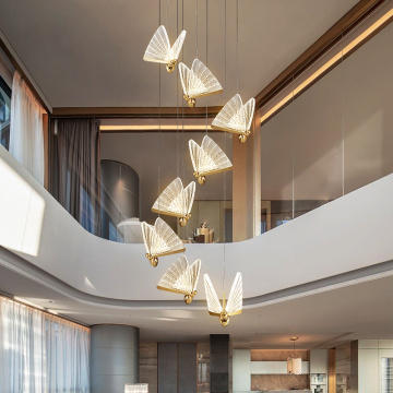 Modern Clear Acrylic Butterfly Staircase Pendant Light